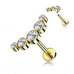 Labret earring for lip or ear cartilage piercing Spikes LSI47 wrap cluster with cubic zirconia